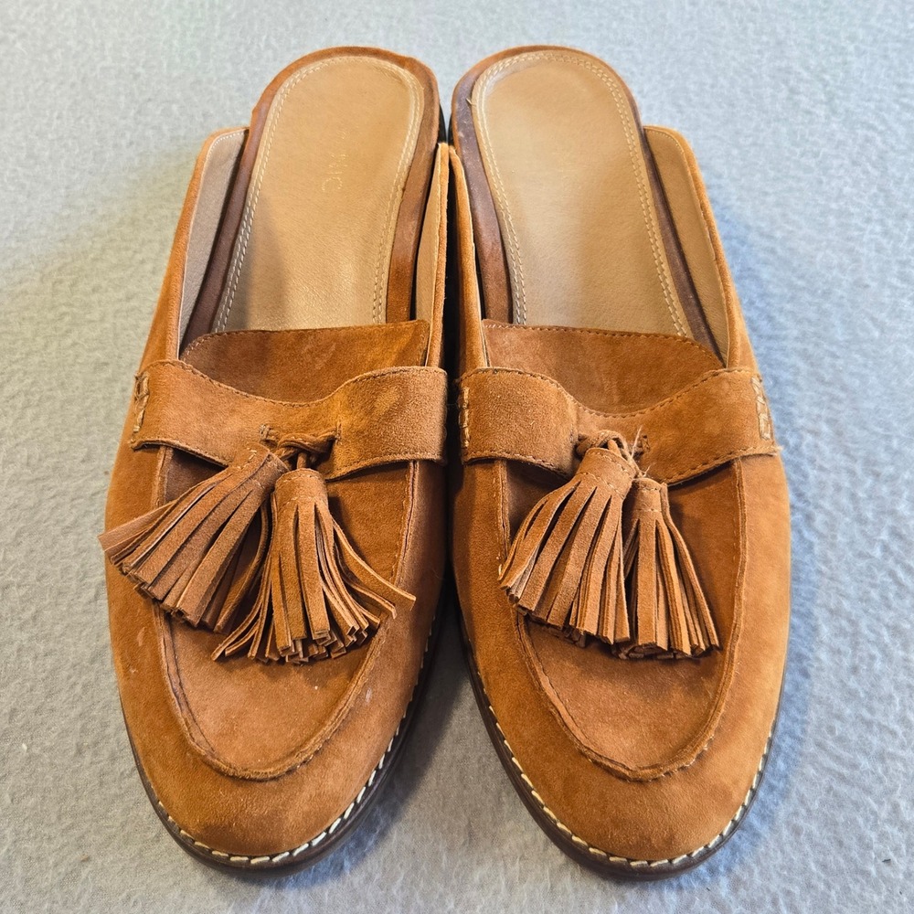Vionic Reagan Mule Loafer Womens 11 Tan Suede Tassel‎ Slip On Orthotic Support